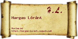 Hargas Lóránt névjegykártya